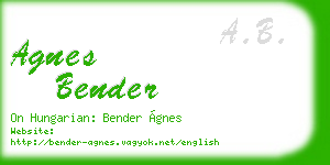 agnes bender business card