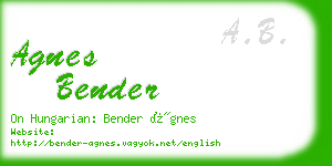 agnes bender business card